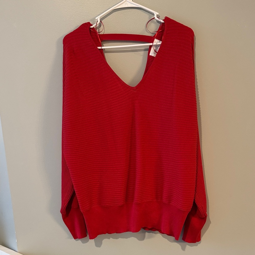 Chic Red V-Neck Sweater for Women